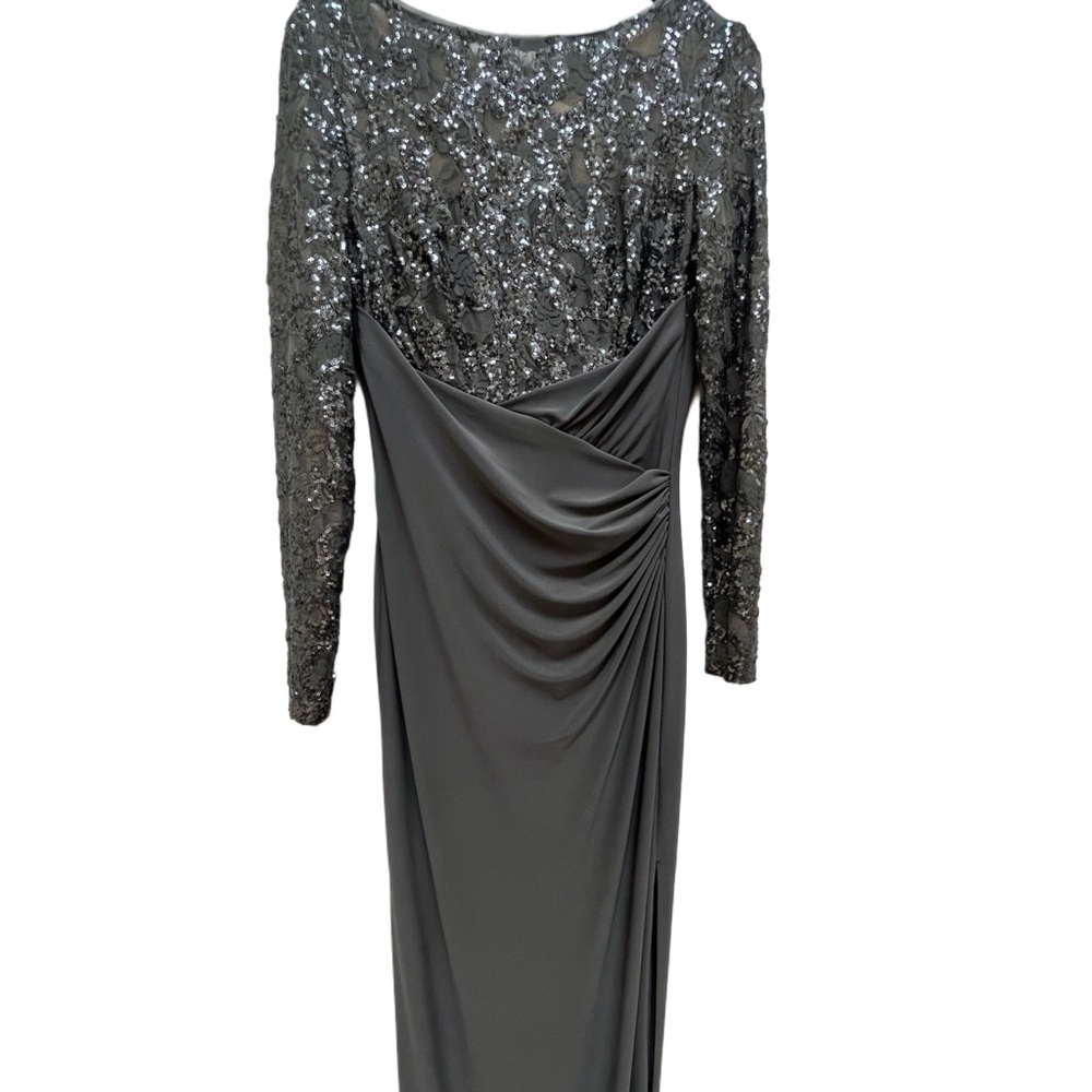Ralph Lauren Gray Full Length Gown with Bishop Sleeves